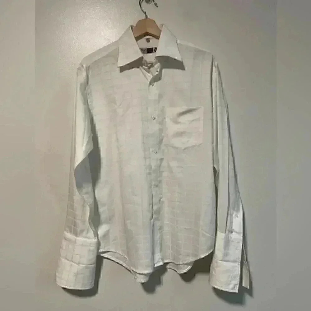 Rich Man Men's White Patterned Cotton Long Sleeve Shirt - M